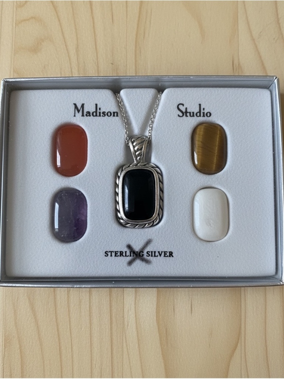 Madison Studio Sterling Silver Black Onyx Interchangeable Pendant Necklace
